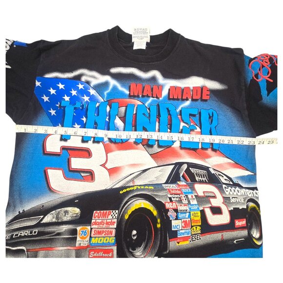 Dale Earnhardt Vtg 90s All Over Print NASCAR Racing XL T-Shirt Man Made Thunder - Picture 15 of 16